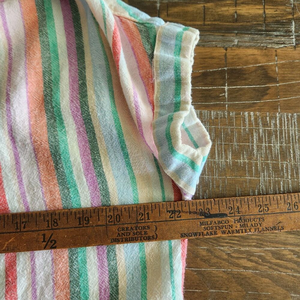 Time And Tru Button Up Shirt Womens XL 16 18 Linen Blend Striped Short Sleeve - Picture 7 of 10